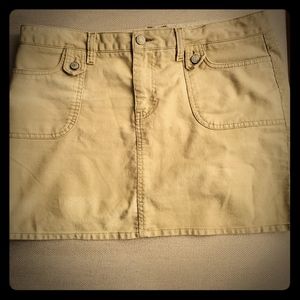 Khaki twill mini skirt